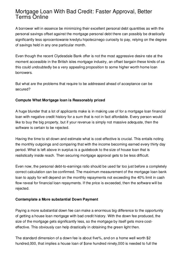 getting a house loan with bad credit