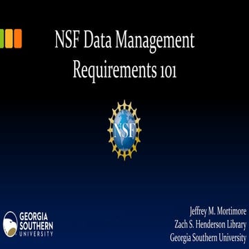 NSF Data Management Requirements 101