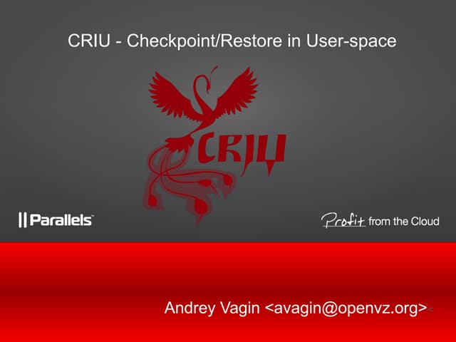 Moscow virtualization meetup 2014: CRIU 1.0 What is next?