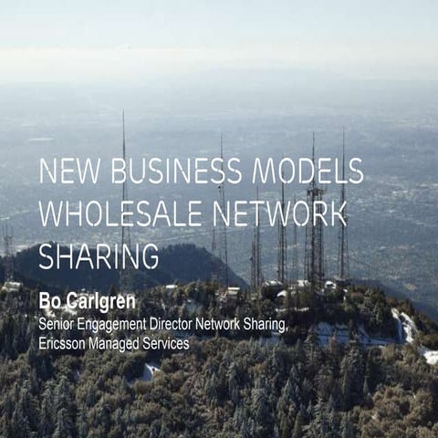 New business models wholesale network sharing