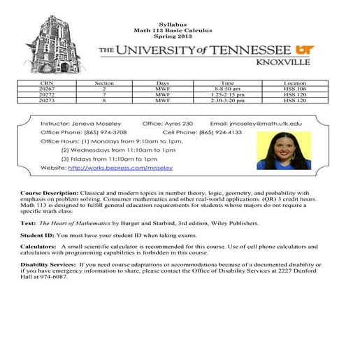 Moseley m113 syllabus_spring2013