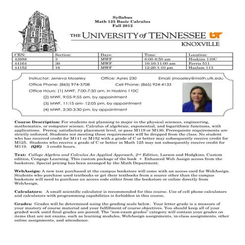 Moseley m125 syllabus_fall2012
