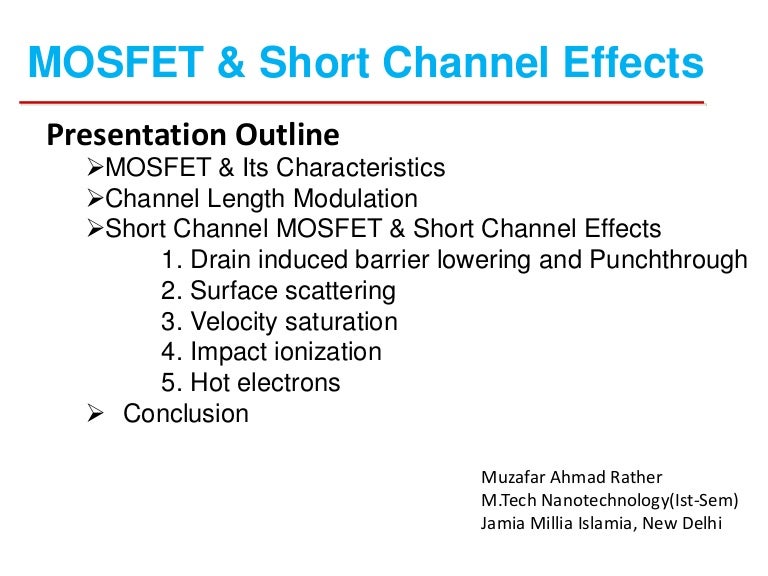 MOSFET and Short channel effects