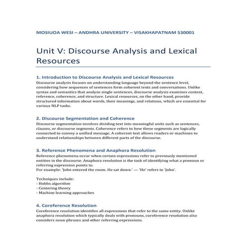 MOSIUOA WESI NLP UNIT 5 THIRD SEMESTER AUCE