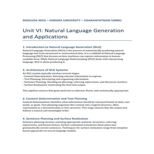 MOSIUOA WESI NLP UNIT 6 THIRD SEMSTER AUCE