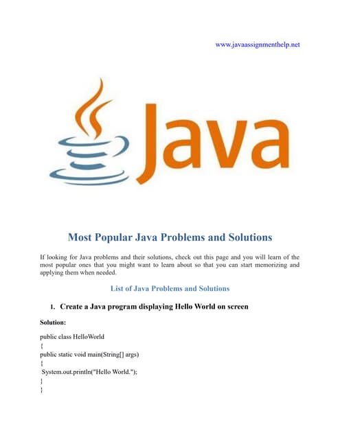 Best Java Problems and Solutions