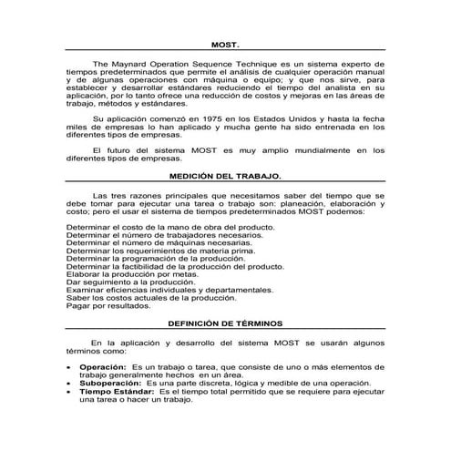 Most (Maynard Operation Sequence Technique/Técnica Maynard de ...