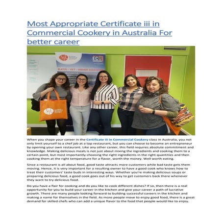 Commercial Cookery Courses