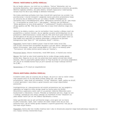 Mostarke u dvije verzije, bosanske studentice i capi iz zapadne hercegovine