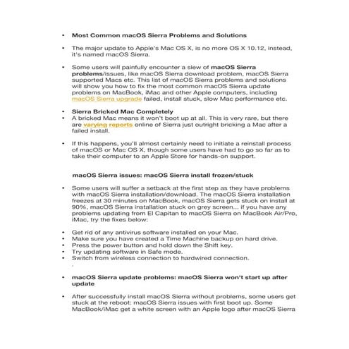 Most common mac os sierra problems and solutions