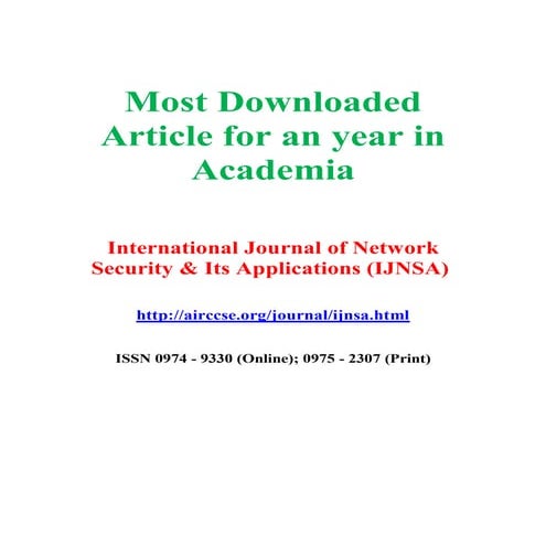 Most Downloaded article for an year in academia - International Journal of Ne...