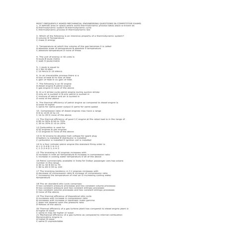 Most frequently asked mechanical engineering questions in competitive exams