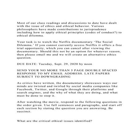 Most of our class readings and discussions to date have dealt wi.docx