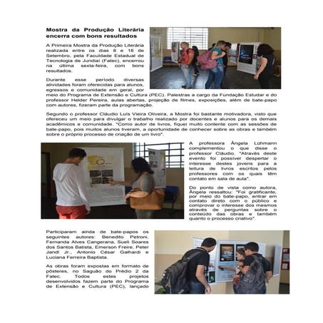 Mostra da Produção Literária encerra com bons resultados