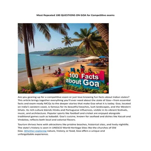 Most Repeated 100 QUESTIONS ON GOA for Competitive exams.pdf
