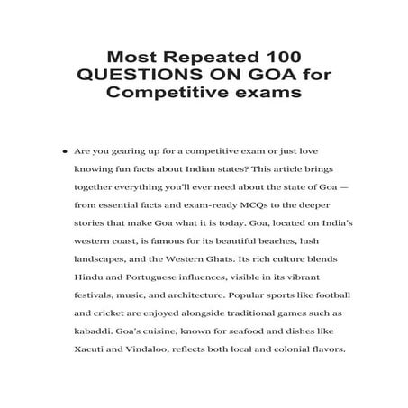 Most Repeated 100 QUESTIONS ON GOA for Competitive exams.docx