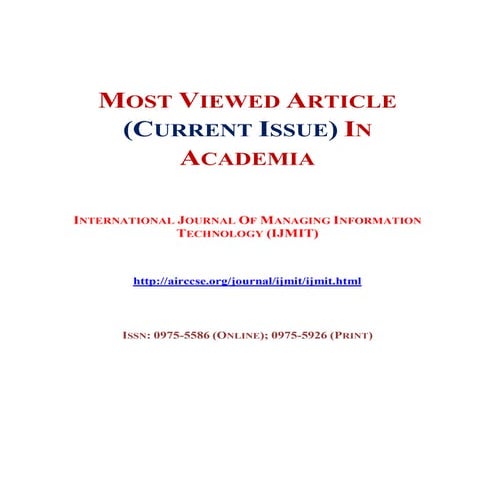 MOST VIEWED ARTICLE (CURRENT ISSUE) IN ACADEMIA - INTERNATIONAL JOURNAL OF MA...