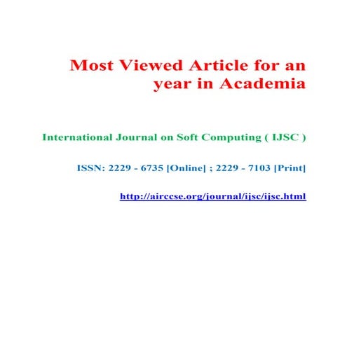 Most Viewed Article for an year in Academia - International Journal on Soft C...