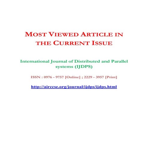 Most Viewed Article in the Current Issue - International Journal of Distribut...