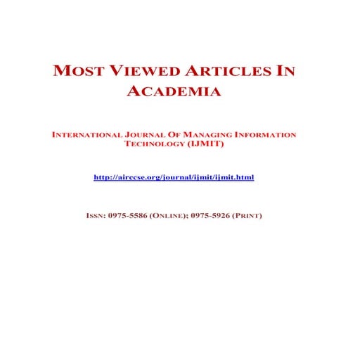 MOST VIEWED ARTICLES IN ACADEMIA - International Journal of Managing Informat...