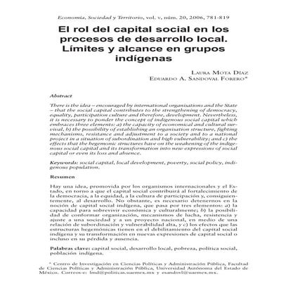 Mota capital social en grupos indígenas