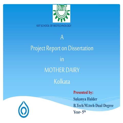 Mother Dairy Kolkata Dissertation Report
