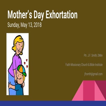 Mother's Day Exhortation