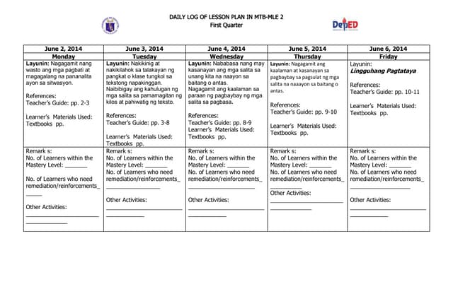 K to 12 Grade 2 DLL MOTHER TONGUE BASED (Q1 – Q4)