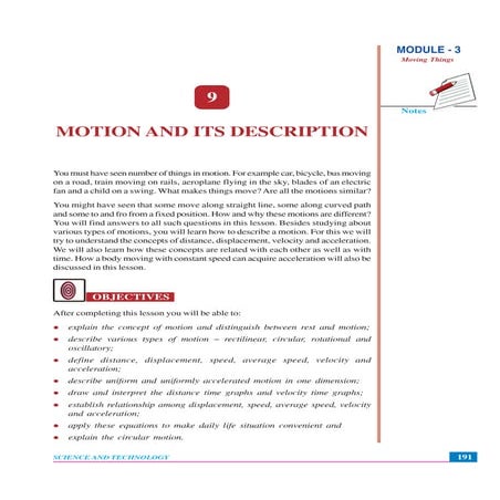 Motion and its description