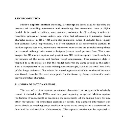 Motion capture document