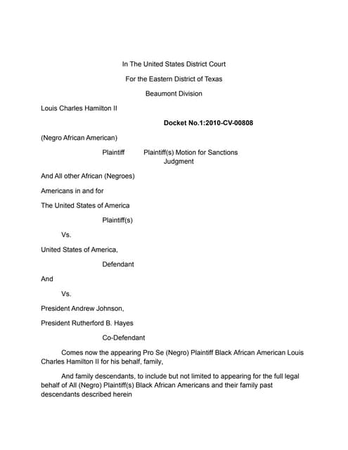 Motion for sanctions against The United States Attorney Eric H. Holder Jr. et al
