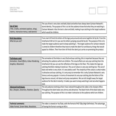 Motion graphics and_compositing_video_analysis_worksheet_cartoon network ident | PPT