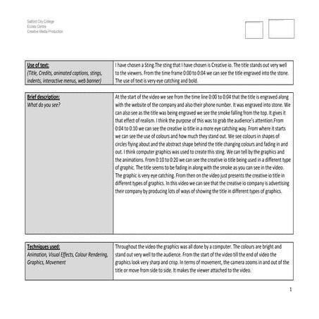 Motion graphics evaluation | DOCX