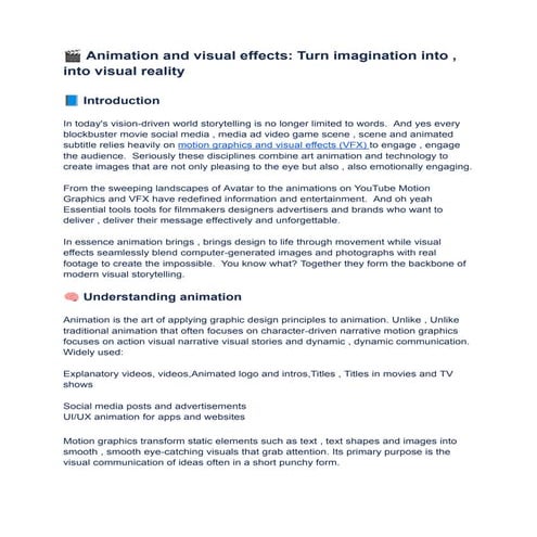 Bringing Imagination to Life Through Visual Innovation : Motion Graphics and VFX