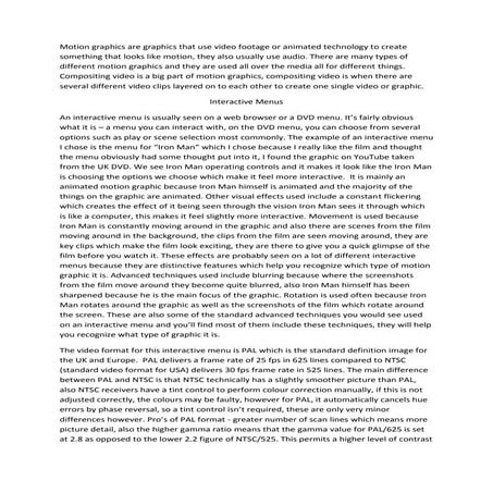 Motion graphics evaluation