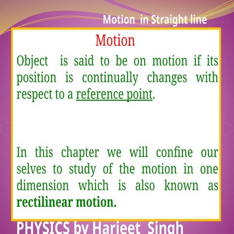 motion in one dimension for class 11 JEE/NEET | PPTX