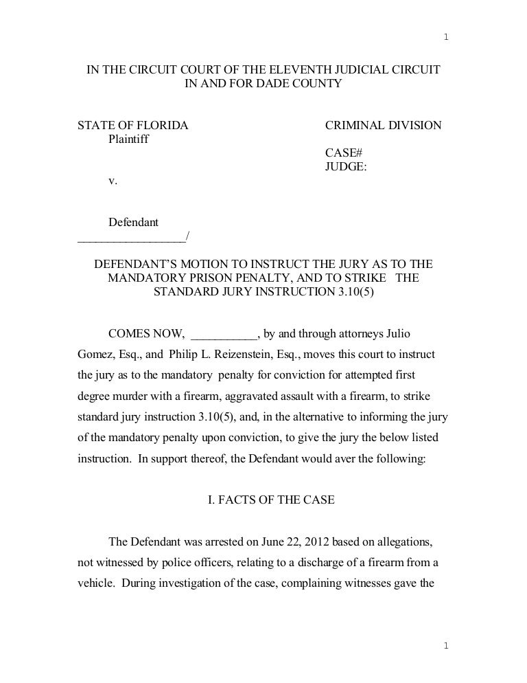 Motion jury instructions and Minimum Mandatory