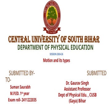 Motion n its type by S.Saurabh || Physical education