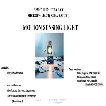Energy-Efficient Motion Sensing Light System Using Arduino Nano | PPTX