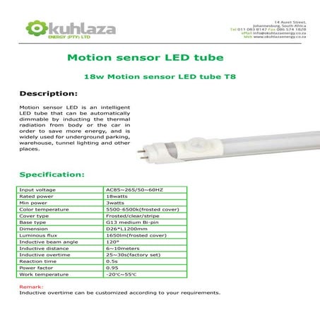 Okuhlaza Energy Motion sensor led tube