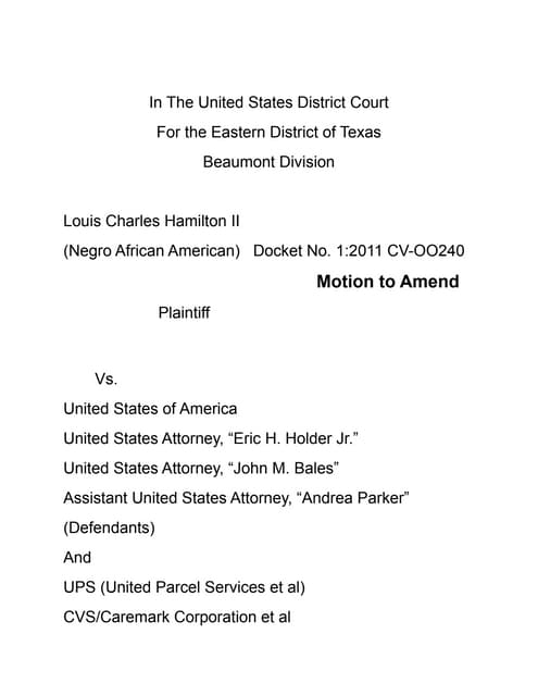 Motion to amend cvs