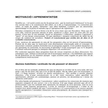 LA MOTIVACIÓ EN L'AULA