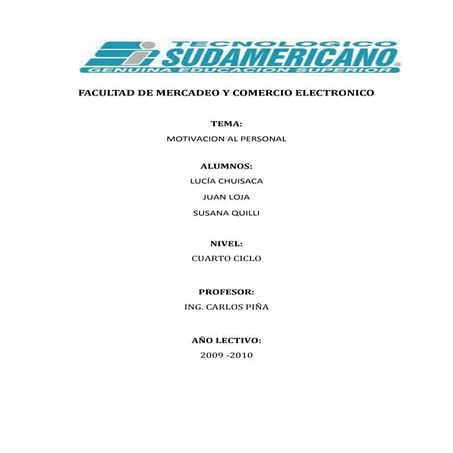 Motivacion al pesonal