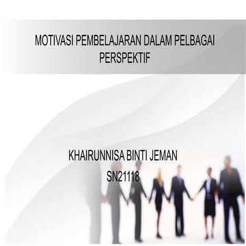 Motivasi pembelajaran dalam pelbagai perspektif