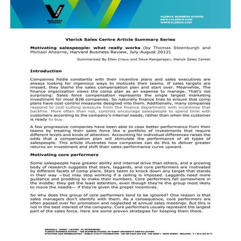 Motivating salespeople