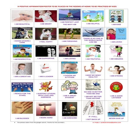 Motivational positive affirmations for kids
