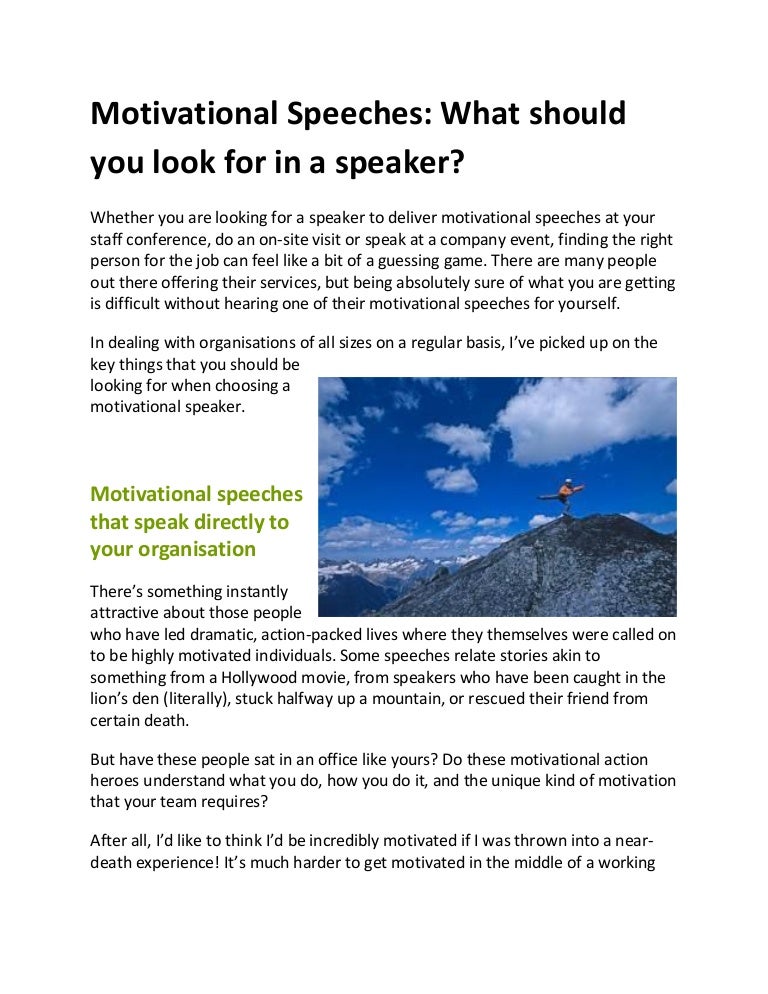 Motivational Speeches What Should You Look For In A Speaker