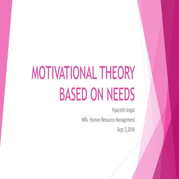 Motivational theory based on needs