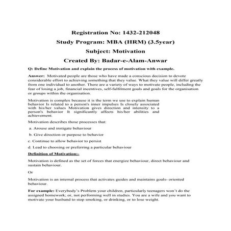 Motivation assignment  1