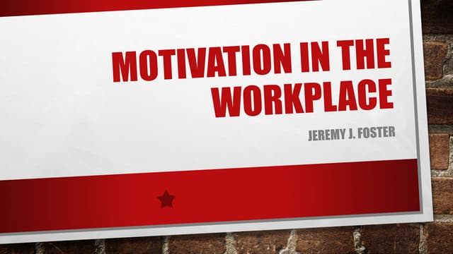 Motivation in the Workplace 